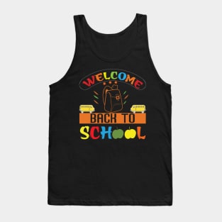 Welcome Back to School with backpack & bus Tank Top